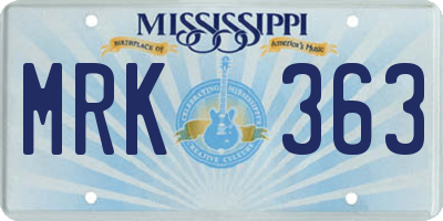 MS license plate MRK363