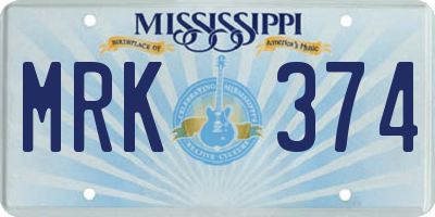 MS license plate MRK374