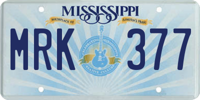 MS license plate MRK377