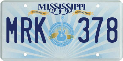 MS license plate MRK378