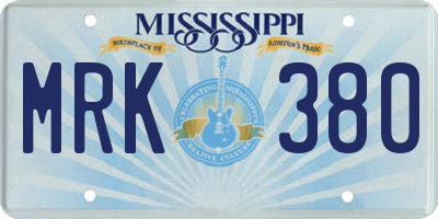 MS license plate MRK380