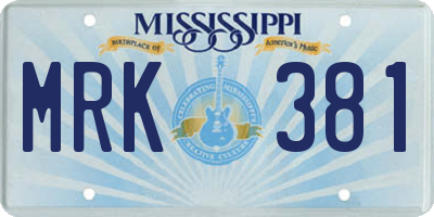 MS license plate MRK381