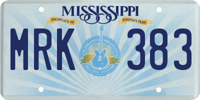 MS license plate MRK383