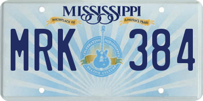 MS license plate MRK384