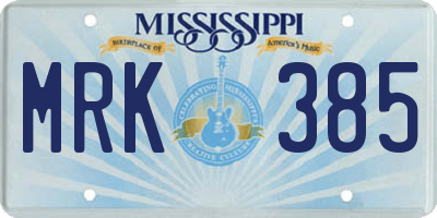 MS license plate MRK385