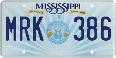 MS license plate MRK386