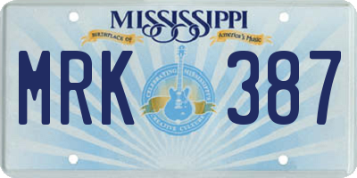 MS license plate MRK387