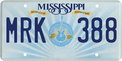 MS license plate MRK388
