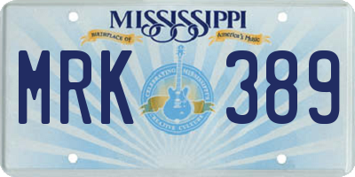 MS license plate MRK389