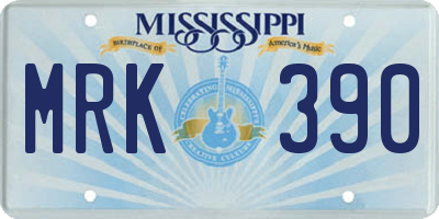 MS license plate MRK390