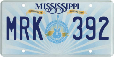 MS license plate MRK392