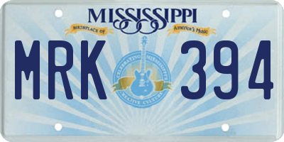 MS license plate MRK394