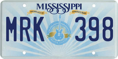 MS license plate MRK398