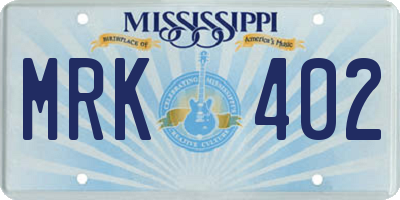 MS license plate MRK402