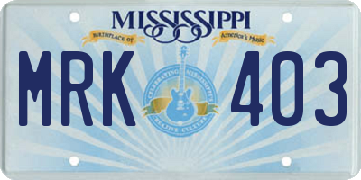 MS license plate MRK403