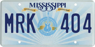 MS license plate MRK404