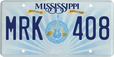 MS license plate MRK408