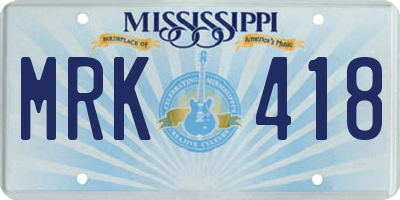 MS license plate MRK418