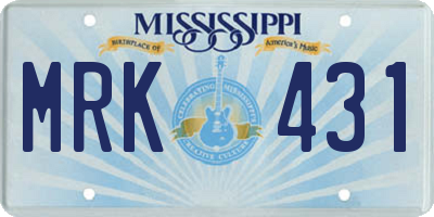 MS license plate MRK431