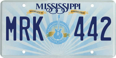 MS license plate MRK442