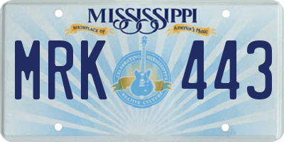 MS license plate MRK443