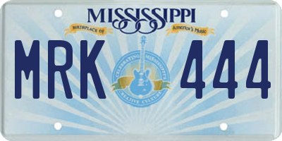 MS license plate MRK444