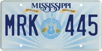 MS license plate MRK445