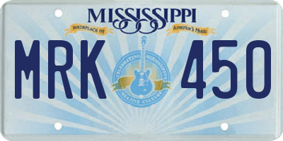 MS license plate MRK450