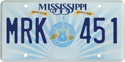 MS license plate MRK451