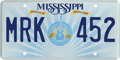 MS license plate MRK452
