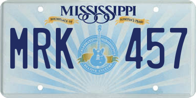 MS license plate MRK457