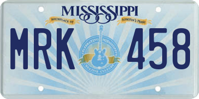 MS license plate MRK458