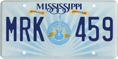 MS license plate MRK459