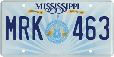 MS license plate MRK463