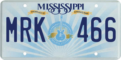 MS license plate MRK466