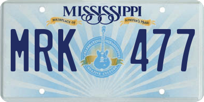 MS license plate MRK477