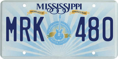 MS license plate MRK480
