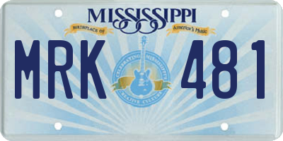 MS license plate MRK481