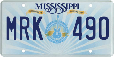 MS license plate MRK490