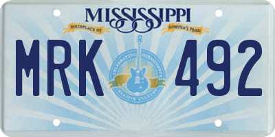 MS license plate MRK492