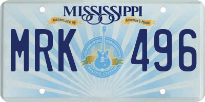 MS license plate MRK496