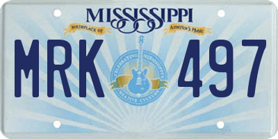 MS license plate MRK497