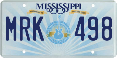 MS license plate MRK498