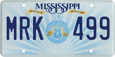 MS license plate MRK499