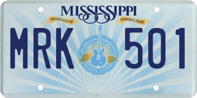 MS license plate MRK501