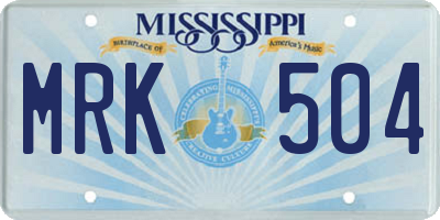 MS license plate MRK504