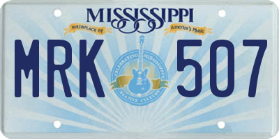 MS license plate MRK507