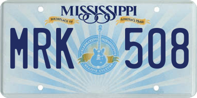 MS license plate MRK508