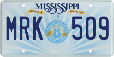 MS license plate MRK509