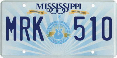 MS license plate MRK510